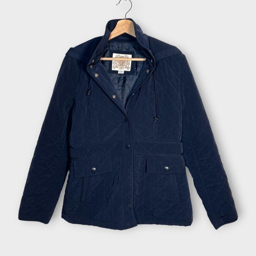 🦜 Esprit Quilted Jacket MEDIUM Lightweight Snaps Pockets Blue